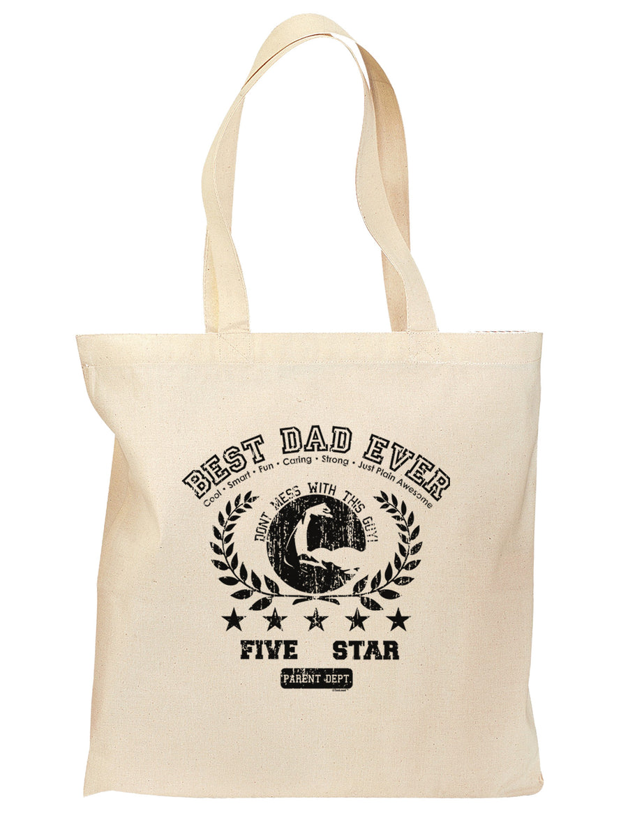 Best Dad Ever Distressed Collegiate Grocery Tote Bag-Grocery Tote-TooLoud-Natural-Medium-Davson Sales