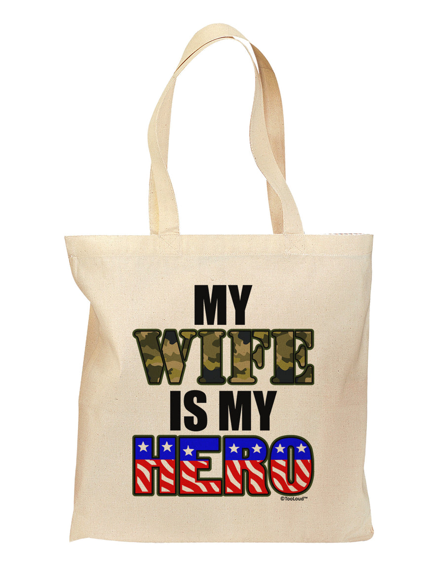 My Wife is My Hero - Armed Forces Grocery Tote Bag by TooLoud-Grocery Tote-TooLoud-Natural-Medium-Davson Sales