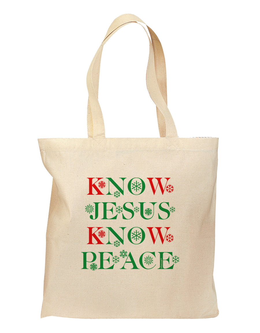 Know Jesus Know Peace Christmas Grocery Tote Bag-Grocery Tote-TooLoud-Natural-Medium-Davson Sales