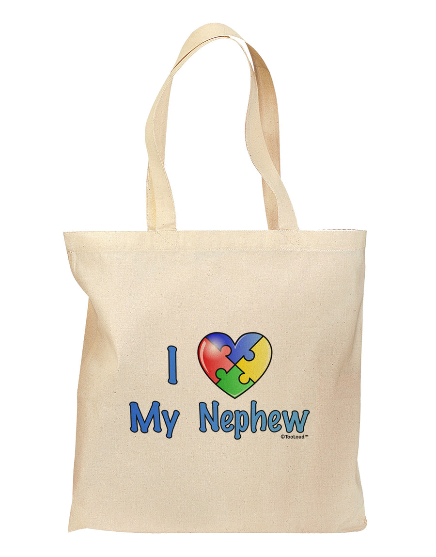 I Heart My Nephew - Autism Awareness Grocery Tote Bag by TooLoud-Grocery Tote-TooLoud-Natural-Medium-Davson Sales