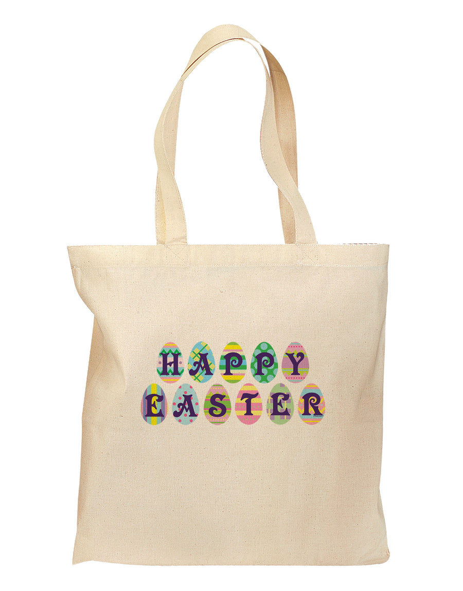 Easter Eggs Happy Easter Grocery Tote Bag-Grocery Tote-TooLoud-Natural-Medium-Davson Sales