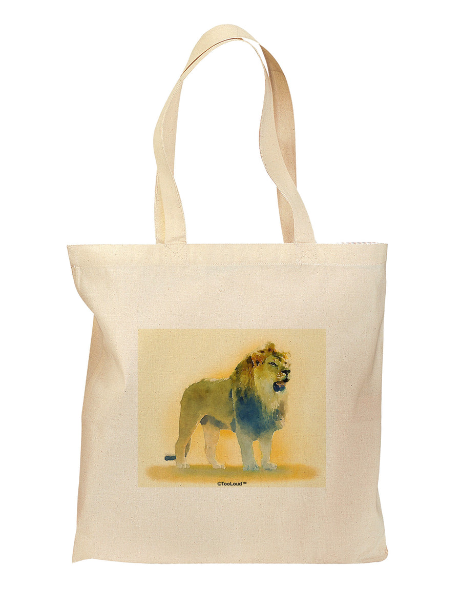 Lion Watercolor 1 Grocery Tote Bag-Grocery Tote-TooLoud-Natural-Medium-Davson Sales