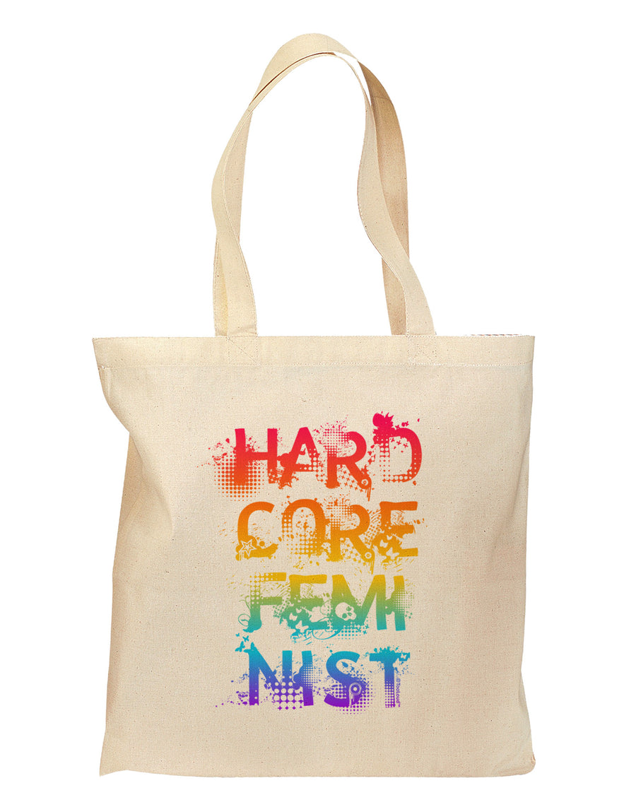 Hardcore Feminist - Rainbow Grocery Tote Bag-Grocery Tote-TooLoud-Natural-Medium-Davson Sales