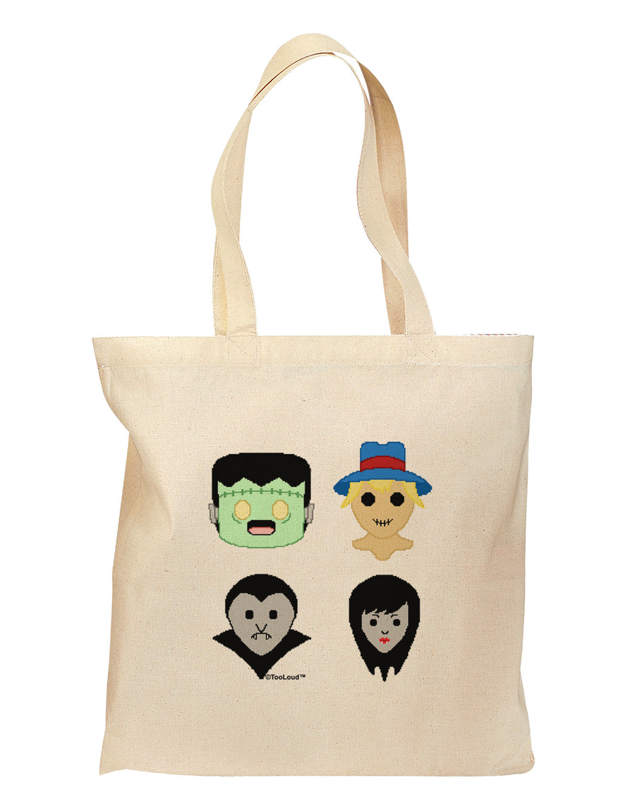 Cute Pixel Monsters Grocery Tote Bag-Grocery Tote-TooLoud-Natural-Medium-Davson Sales