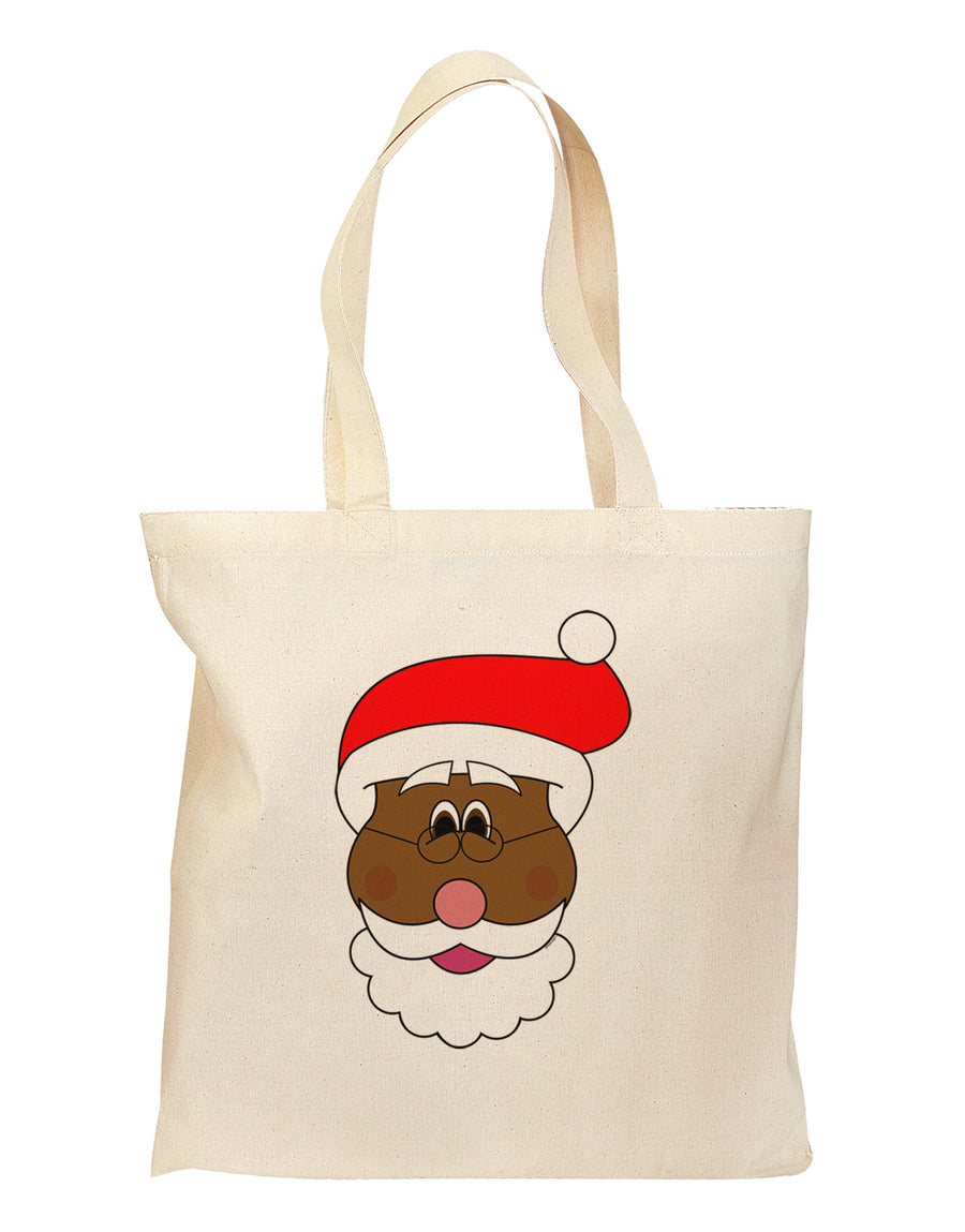 Black Santa Claus Face Christmas Grocery Tote Bag-Grocery Tote-TooLoud-Natural-Medium-Davson Sales