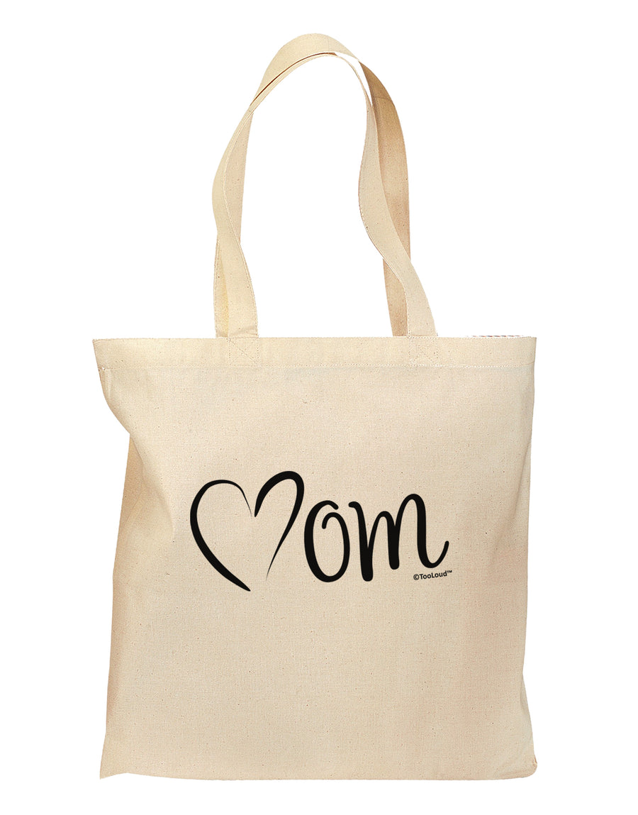 Mom with Brushed Heart Design Grocery Tote Bag by TooLoud-Grocery Tote-TooLoud-Natural-Medium-Davson Sales