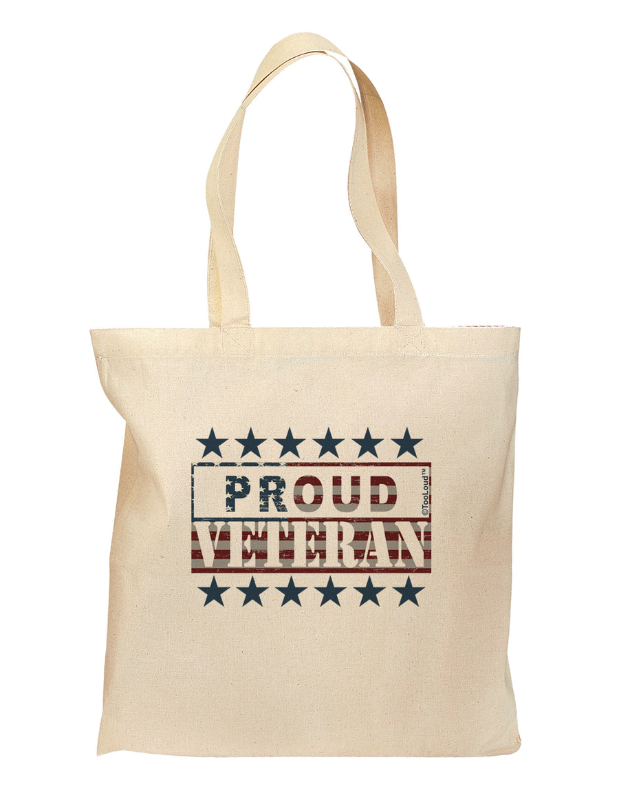 Proud Veteran Flag Grocery Tote Bag-Grocery Tote-TooLoud-Natural-Medium-Davson Sales