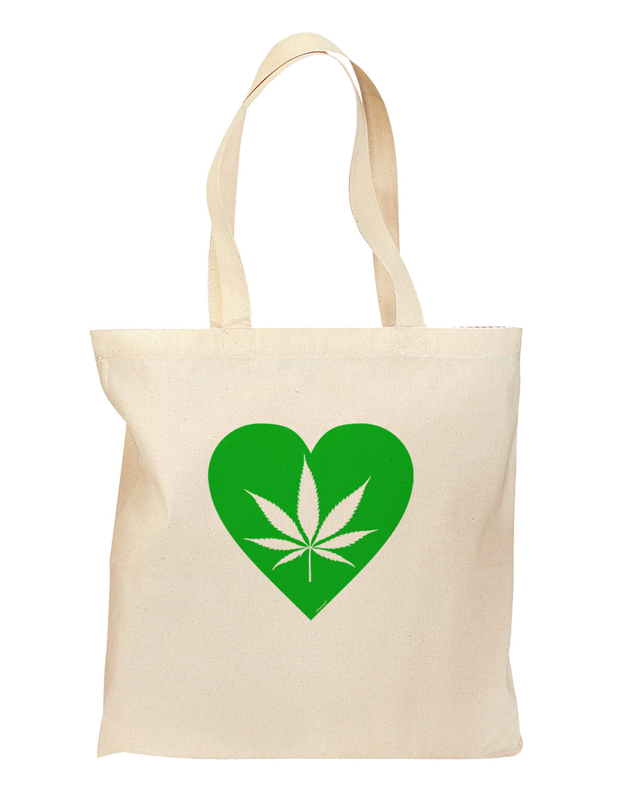 Marijuana Leaf Heart Green Grocery Tote Bag-Grocery Tote-TooLoud-Natural-Medium-Davson Sales