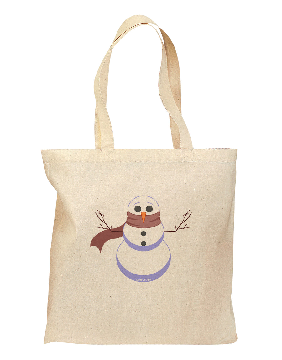 Snowman with Scarf Design Grocery Tote Bag-Grocery Tote-TooLoud-Natural-Medium-Davson Sales