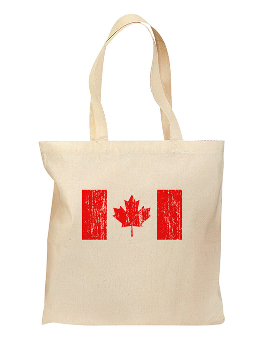 Distressed Canadian Flag Maple Leaf Grocery Tote Bag-Grocery Tote-TooLoud-Natural-Medium-Davson Sales
