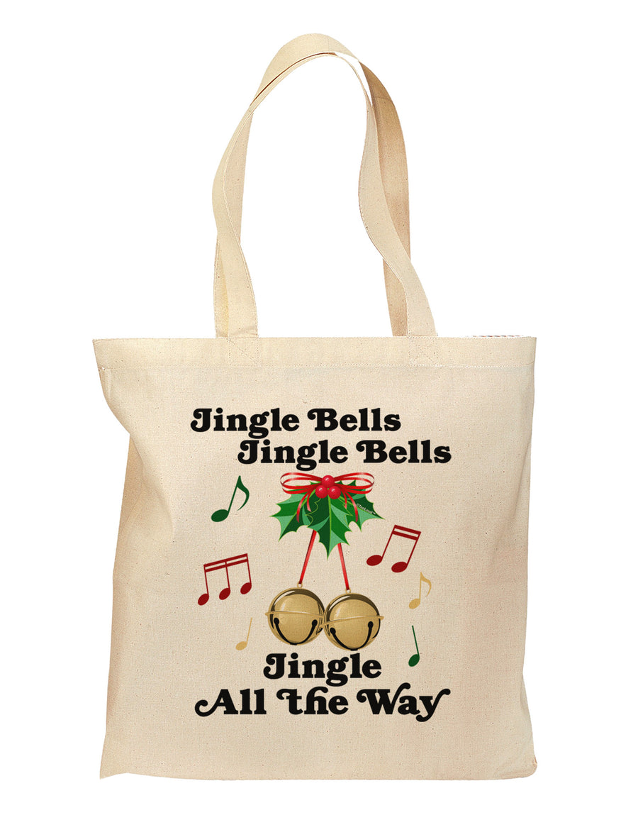 Jingle Bells All the way Grocery Tote Bag-Grocery Tote-TooLoud-Natural-Medium-Davson Sales