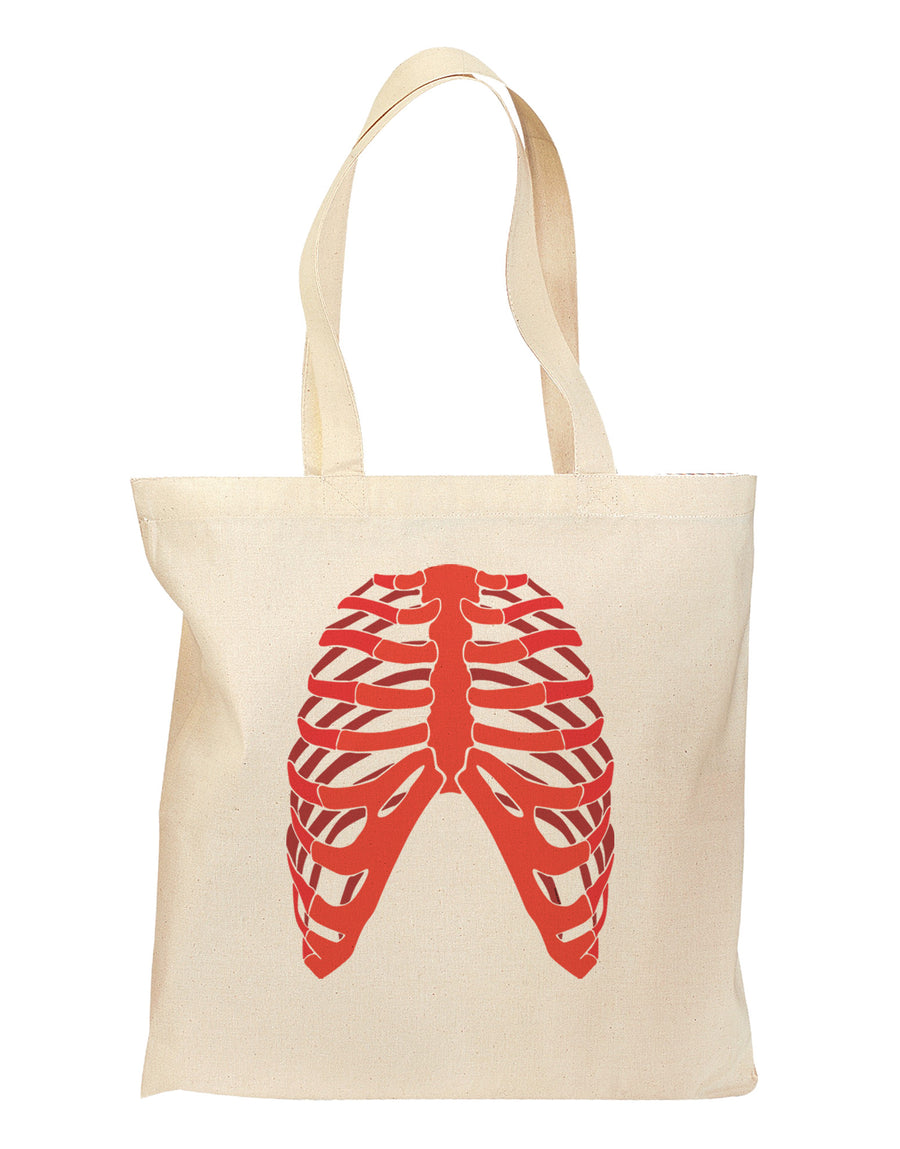 Human Red Skeleton Bones Ribcage Grocery Tote Bag-Grocery Tote-TooLoud-Natural-Medium-Davson Sales