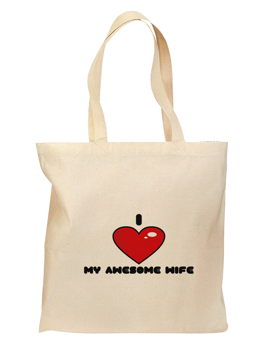 I Heart My Awesome Wife Grocery Tote Bag - Natural by TooLoud-Grocery Tote-TooLoud-Natural-Medium-Davson Sales