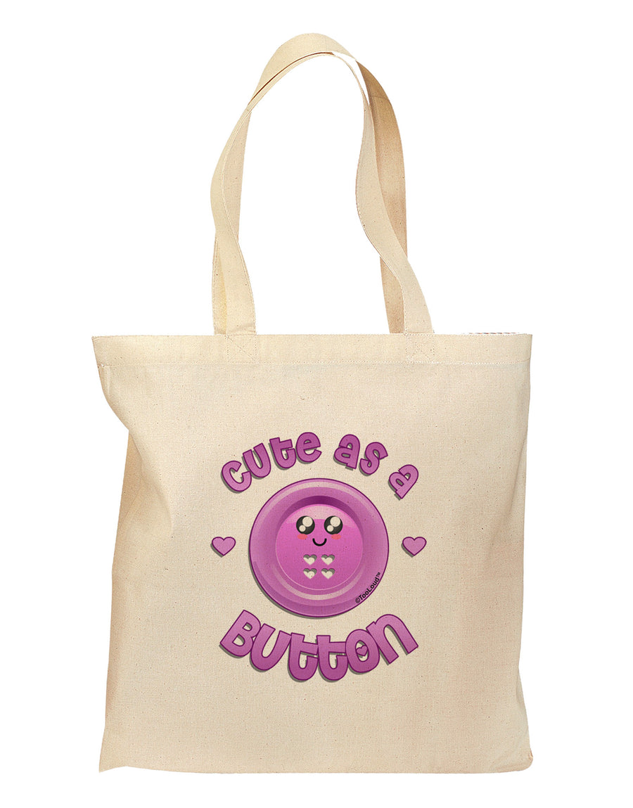 Cute As A Button Smiley Face Grocery Tote Bag-Grocery Tote-TooLoud-Natural-Medium-Davson Sales