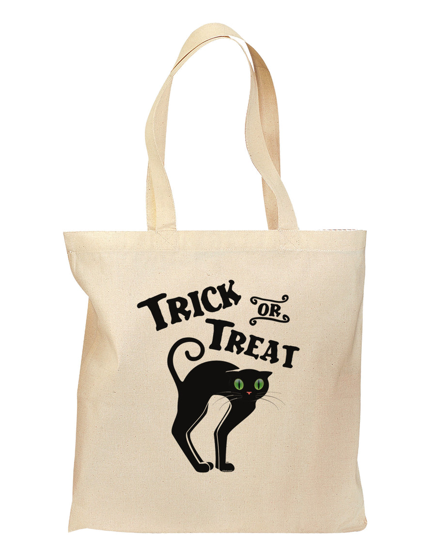 Trick or Treat Cute Black Cat Halloween Grocery Tote Bag-Grocery Tote-TooLoud-Natural-Medium-Davson Sales