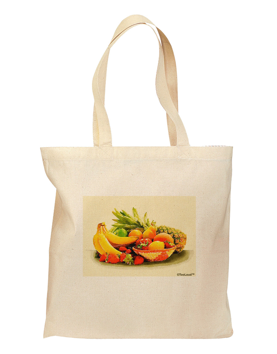 Watercolor Fruit Bowl 2 Grocery Tote Bag-Grocery Tote-TooLoud-Natural-Medium-Davson Sales