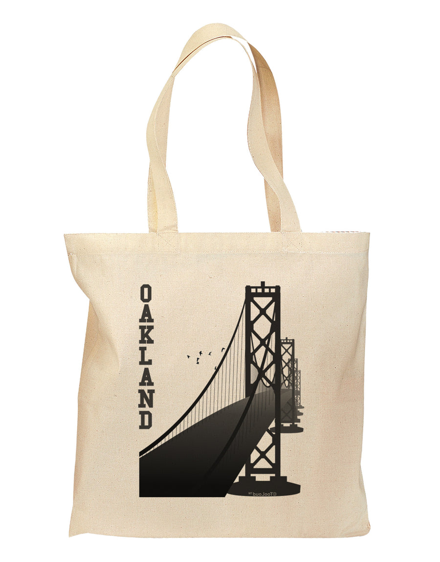 Oakland Text Bay Bridge Grocery Tote Bag-Grocery Tote-TooLoud-Natural-Medium-Davson Sales