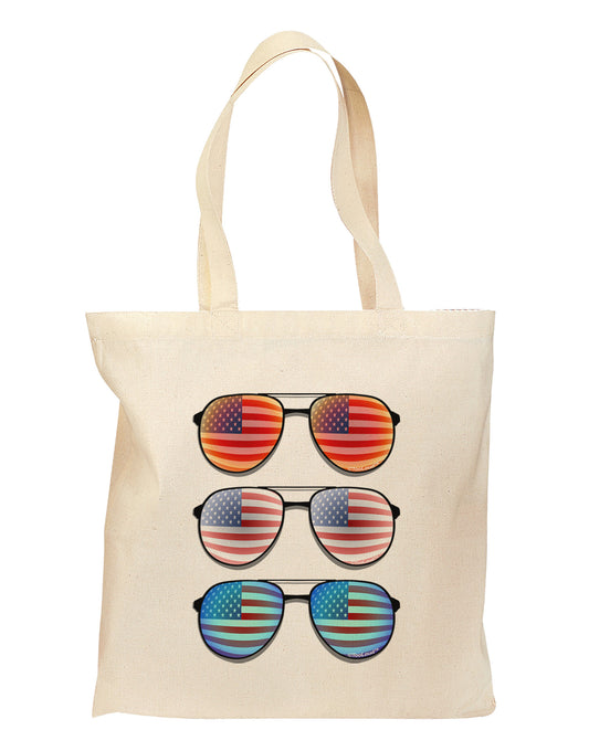 Red White and Blue USA Flag Aviators Grocery Tote Bag-Grocery Tote-TooLoud-Natural-Medium-Davson Sales