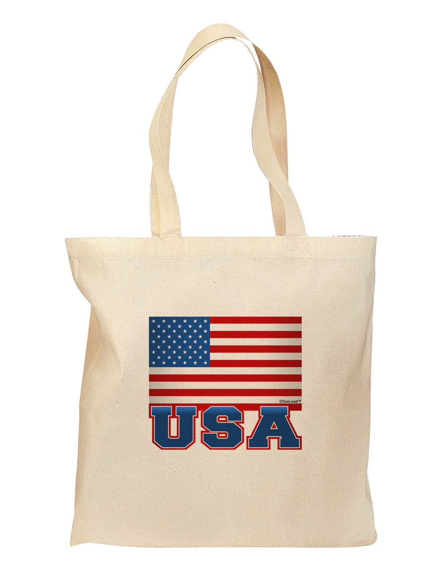 USA Flag Grocery Tote Bag-Grocery Tote-TooLoud-Natural-Medium-Davson Sales