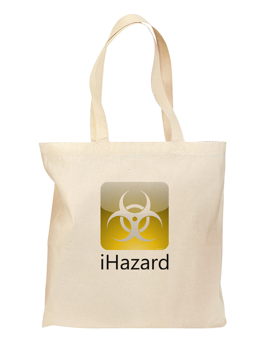 iHazard Logo - Zombie Apocalypse Grocery Tote Bag-Grocery Tote-TooLoud-Natural-Medium-Davson Sales