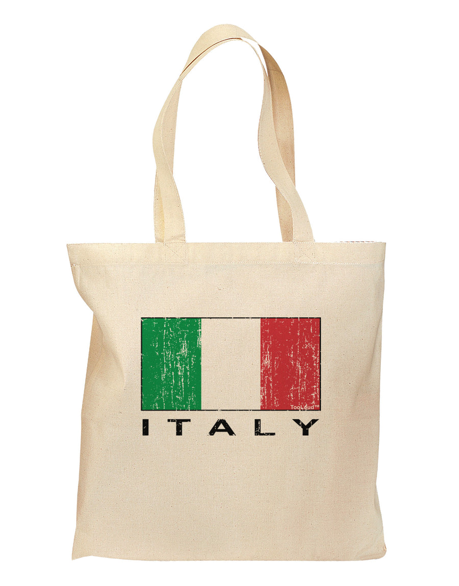 Italian Flag - Italy Text Distressed Grocery Tote Bag by TooLoud-Grocery Tote-TooLoud-Natural-Medium-Davson Sales