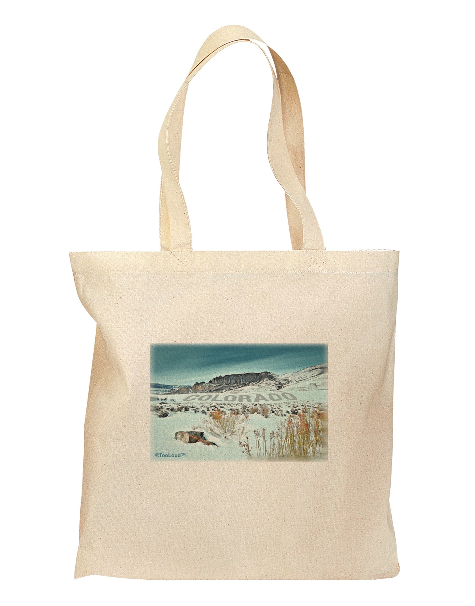 CO Snow Scene Text Grocery Tote Bag-Grocery Tote-TooLoud-Natural-Medium-Davson Sales