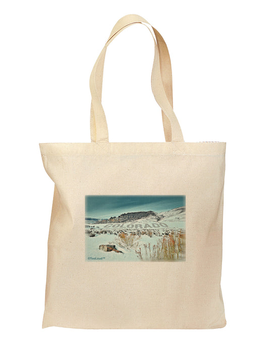 CO Snow Scene Text Grocery Tote Bag-Grocery Tote-TooLoud-Natural-Medium-Davson Sales