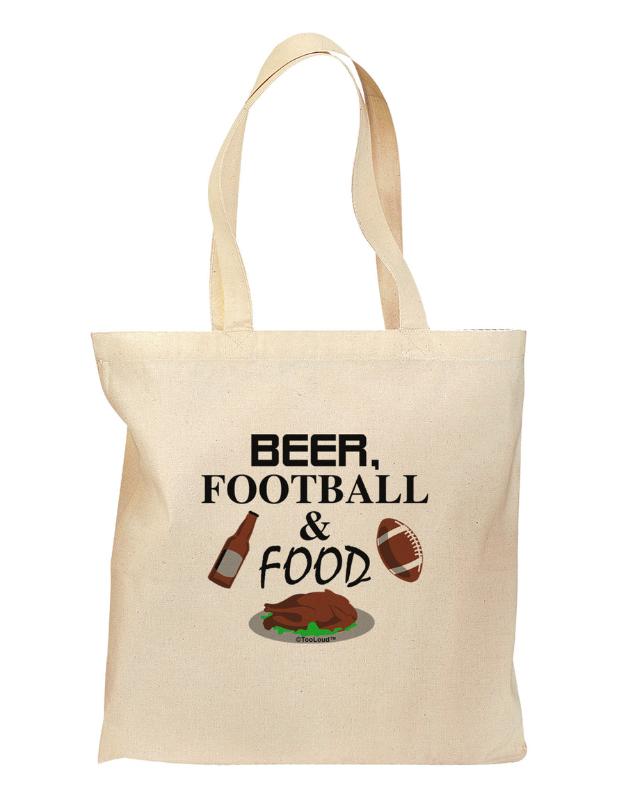 Beer Football Food Grocery Tote Bag-Grocery Tote-TooLoud-Natural-Medium-Davson Sales