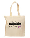 TooLoud Yes I am a Programmer Girl Grocery Tote Bag-Grocery Tote-TooLoud-Natural-Medium-Davson Sales