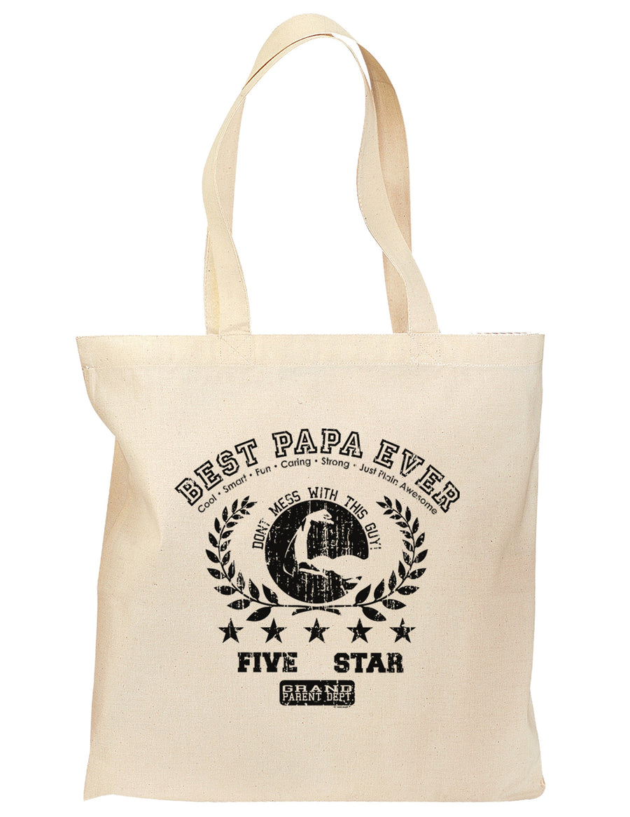 Best Papa Ever Distressed Collegiate Grocery Tote Bag-Grocery Tote-TooLoud-Natural-Medium-Davson Sales