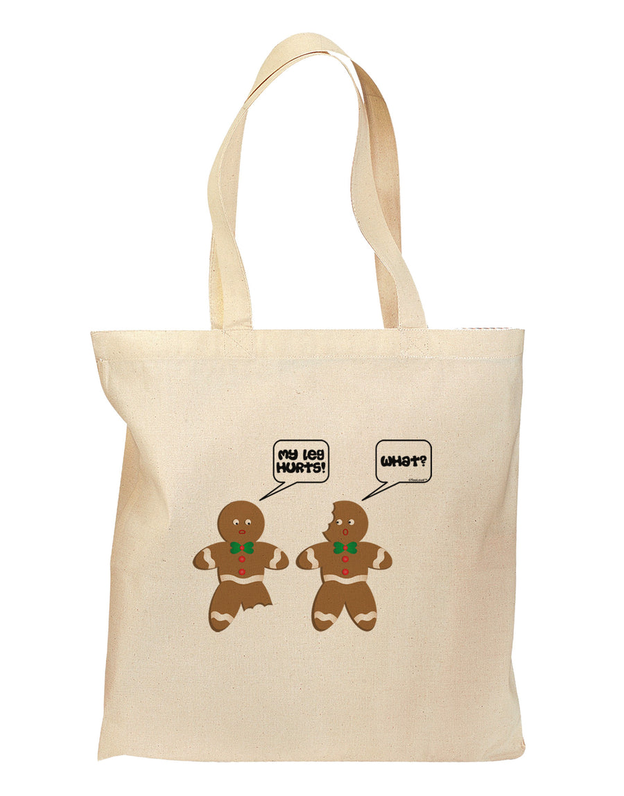 Funny Gingerbread Conversation Christmas Grocery Tote Bag-Grocery Tote-TooLoud-Natural-Medium-Davson Sales