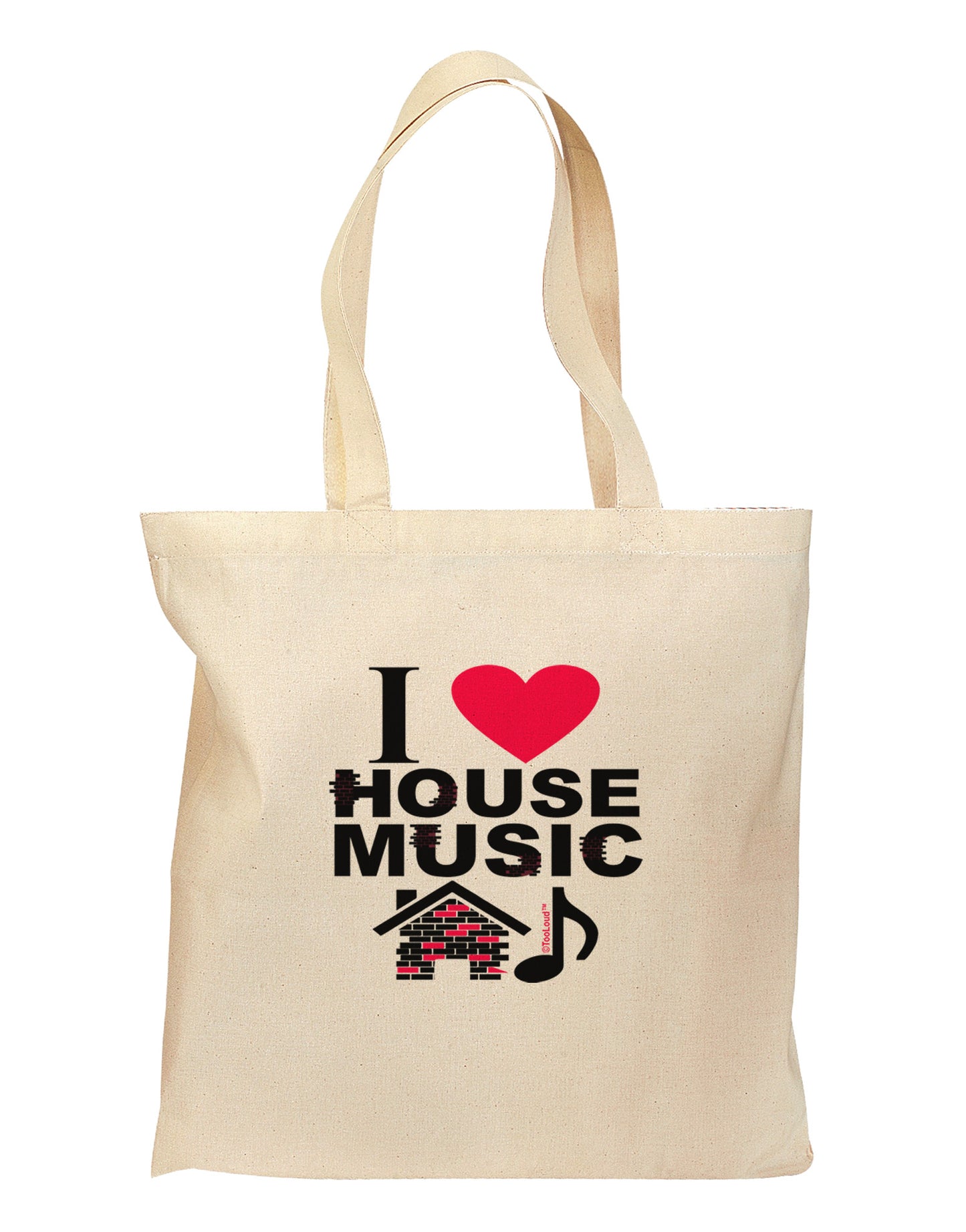 I Love House Pink Grocery Tote Bag-Grocery Tote-TooLoud-Natural-Medium-Davson Sales