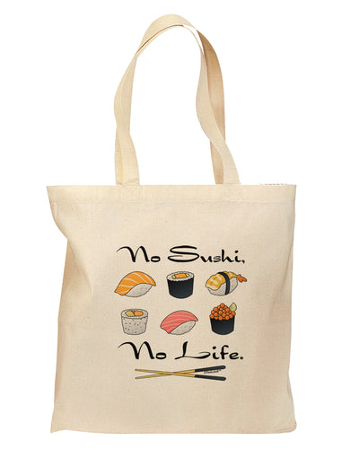 No Sushi No Life Grocery Tote Bag - Natural-Grocery Tote-TooLoud-Natural-Medium-Davson Sales