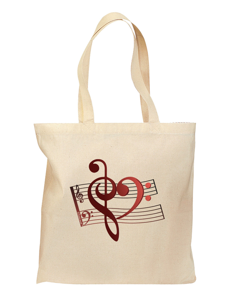 Heart Sheet Music Grocery Tote Bag-Grocery Tote-TooLoud-Natural-Medium-Davson Sales