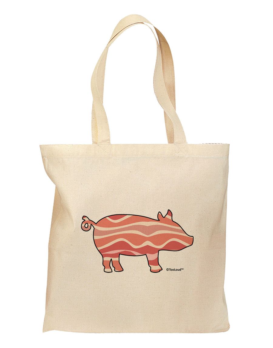 Bacon Pig Silhouette Grocery Tote Bag by TooLoud-Grocery Tote-TooLoud-Natural-Medium-Davson Sales