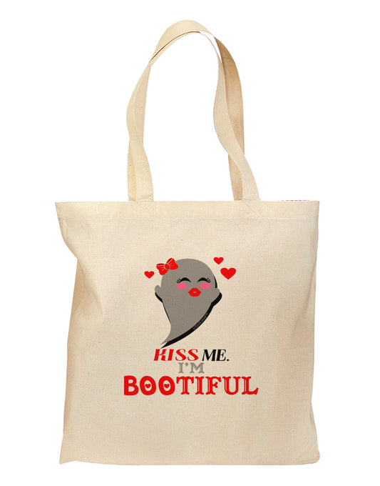 Kiss Me BOOtiful Ghost Red Grocery Tote Bag-Grocery Tote-TooLoud-Natural-Medium-Davson Sales