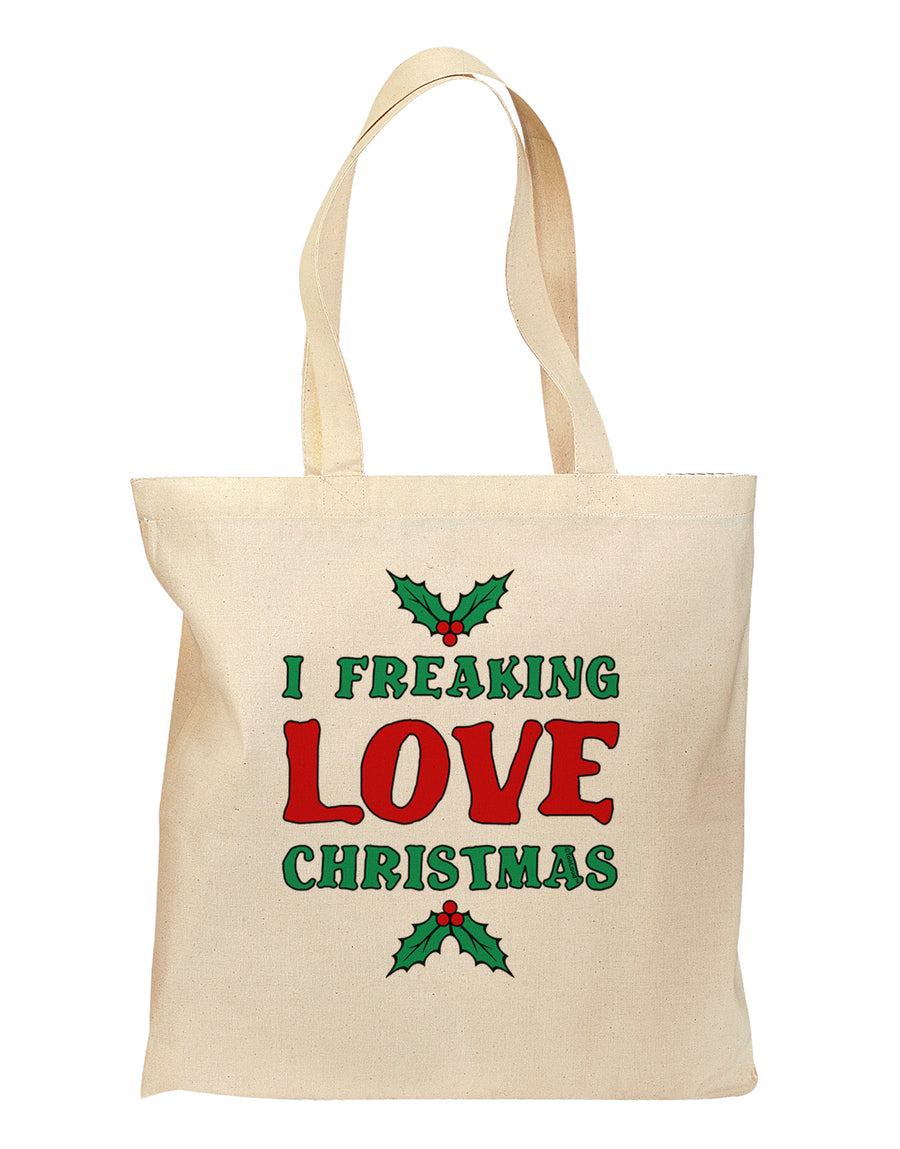 I F-ing Love Christmas Funny Grocery Tote Bag-Grocery Tote-TooLoud-Natural-Medium-Davson Sales