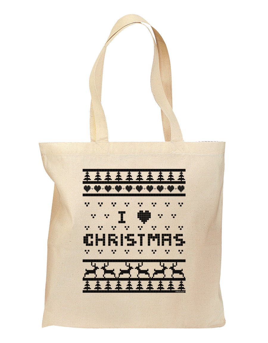 I Heart Christmas Ugly Christmas Sweater Grocery Tote Bag-Grocery Tote-TooLoud-Natural-Medium-Davson Sales