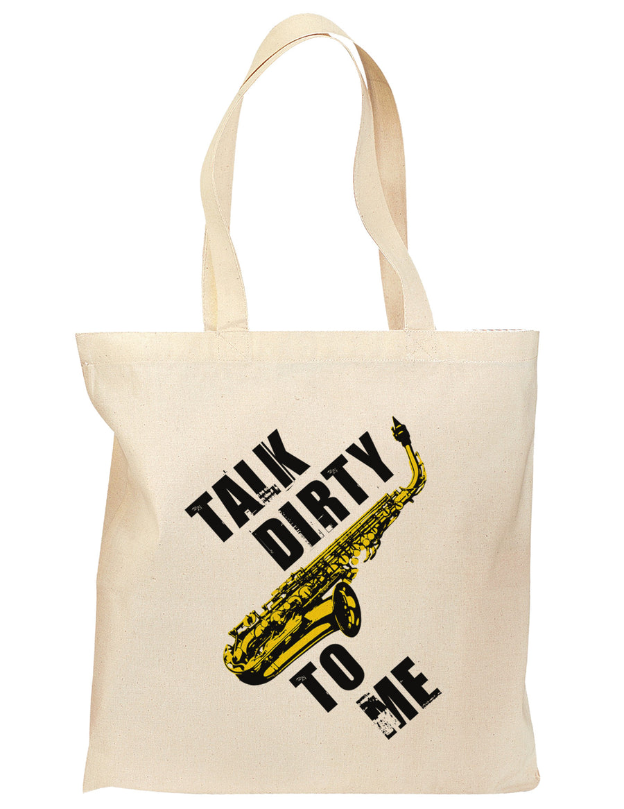 Talk Dirty To Me Saxophone Grocery Tote Bag-Grocery Tote-TooLoud-Natural-Medium-Davson Sales