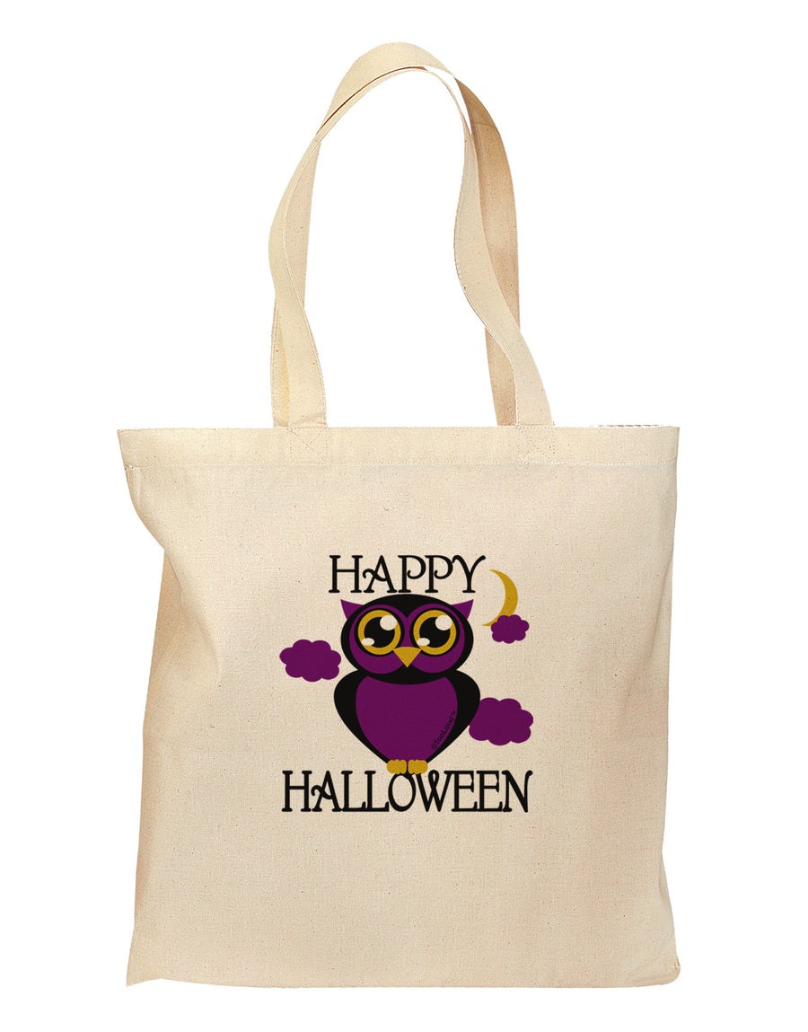 Owl Purple Text Grocery Tote Bag-Grocery Tote-TooLoud-Natural-Medium-Davson Sales