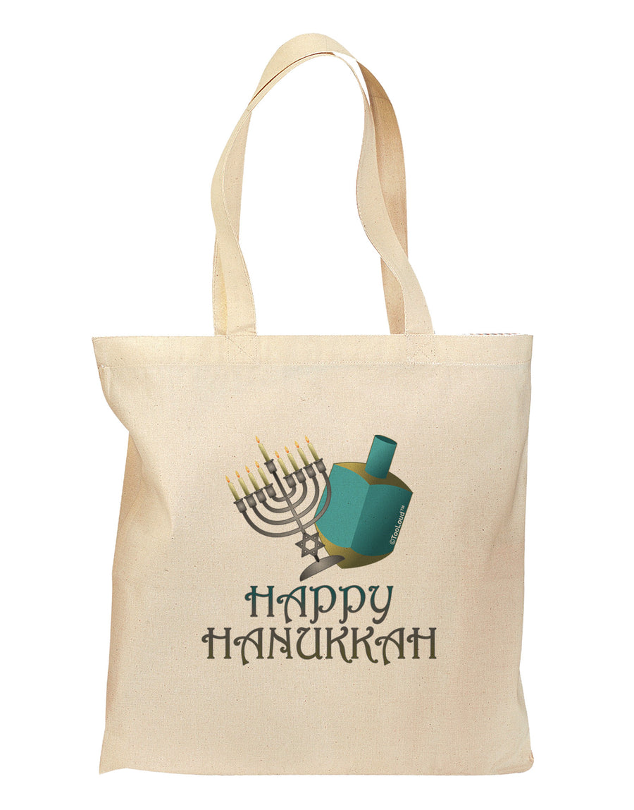 Blue & Silver Happy Hanukkah Grocery Tote Bag-Grocery Tote-TooLoud-Natural-Medium-Davson Sales