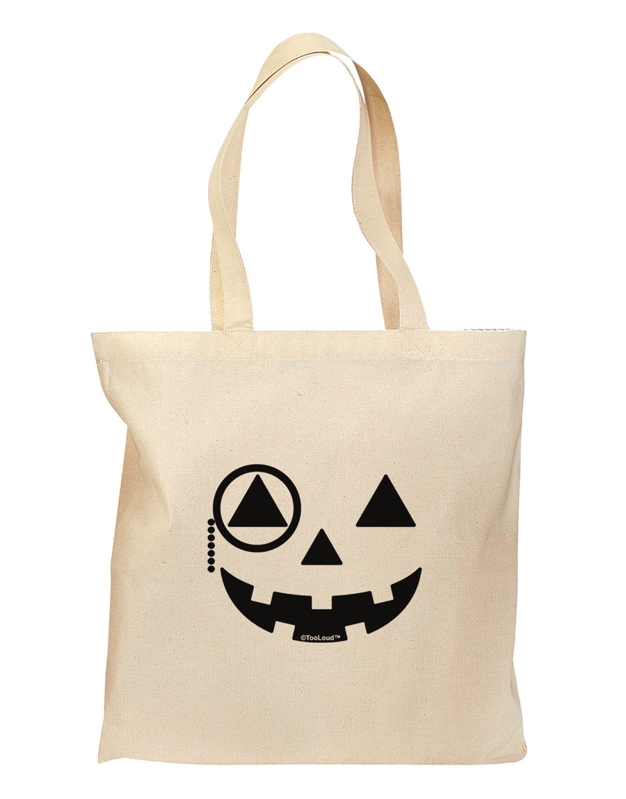 Monocle Jack-o-Lantern B-W Grocery Tote Bag-Grocery Tote-TooLoud-Natural-Medium-Davson Sales