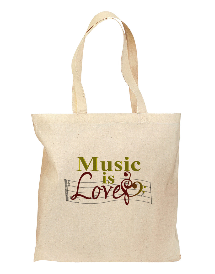 Music Is Love Grocery Tote Bag-Grocery Tote-TooLoud-Natural-Medium-Davson Sales