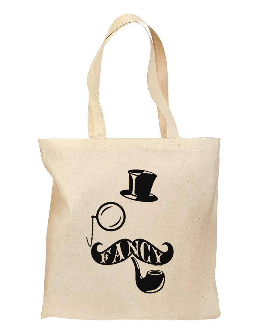 Fancy Tophat Mustache Pipe and Monocle Grocery Tote Bag-Grocery Tote-TooLoud-Natural-Medium-Davson Sales