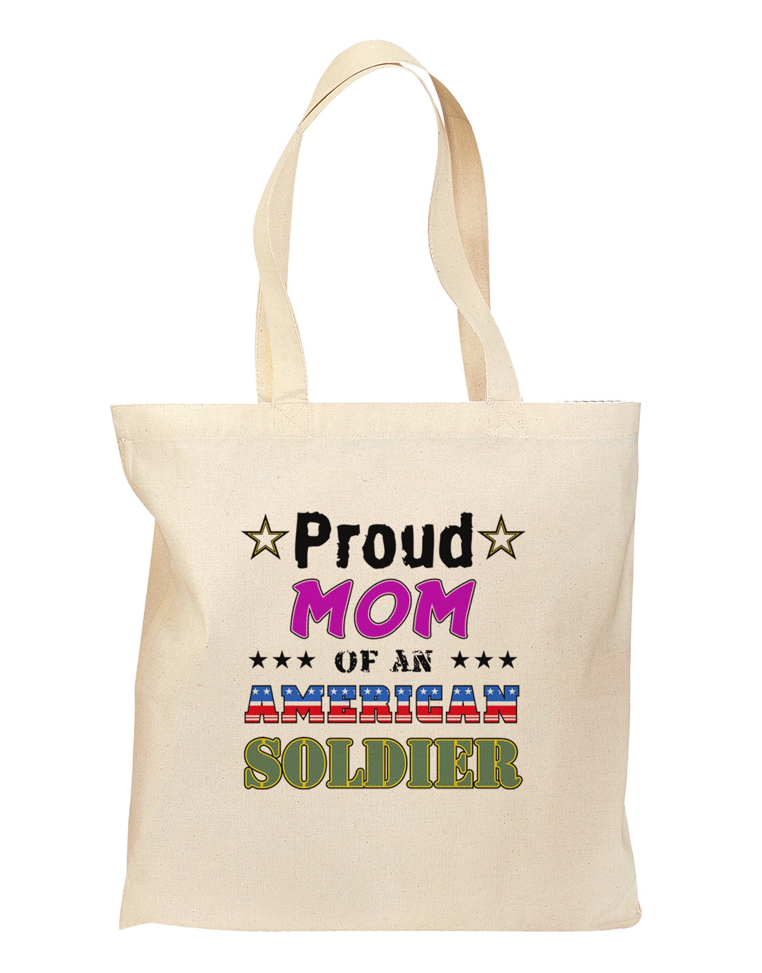 Proud Mom of an American Soldier Grocery Tote Bag-Grocery Tote-TooLoud-Natural-Medium-Davson Sales