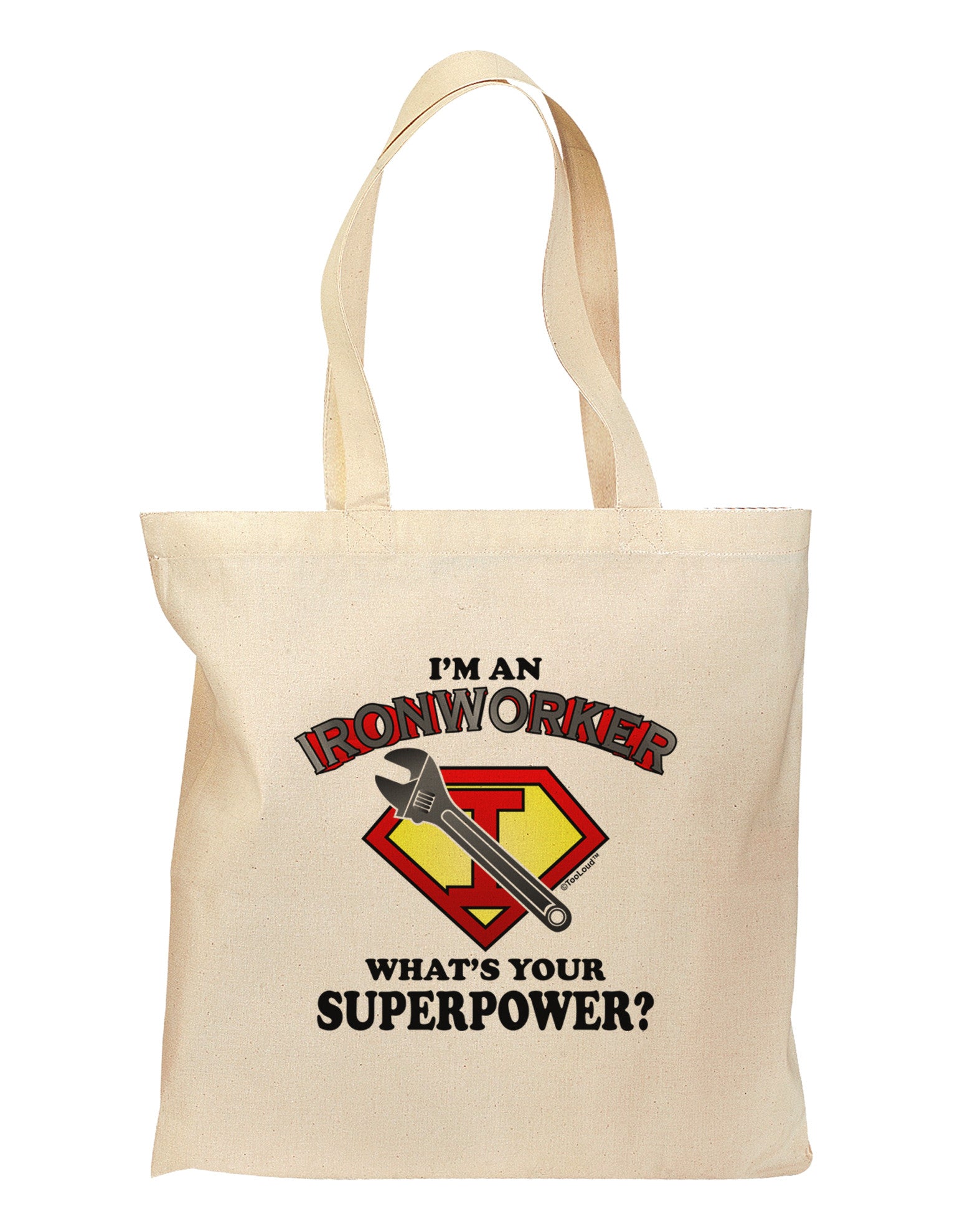 Ironworker - Superpower Grocery Tote Bag-Grocery Tote-TooLoud-Natural-Medium-Davson Sales