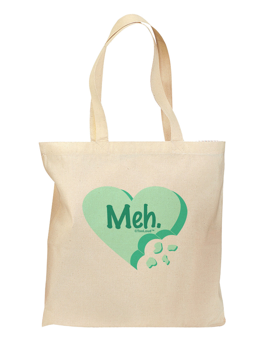 Meh Candy Heart Green - Valentines Day Grocery Tote Bag by TooLoud-Grocery Tote-TooLoud-Natural-Medium-Davson Sales