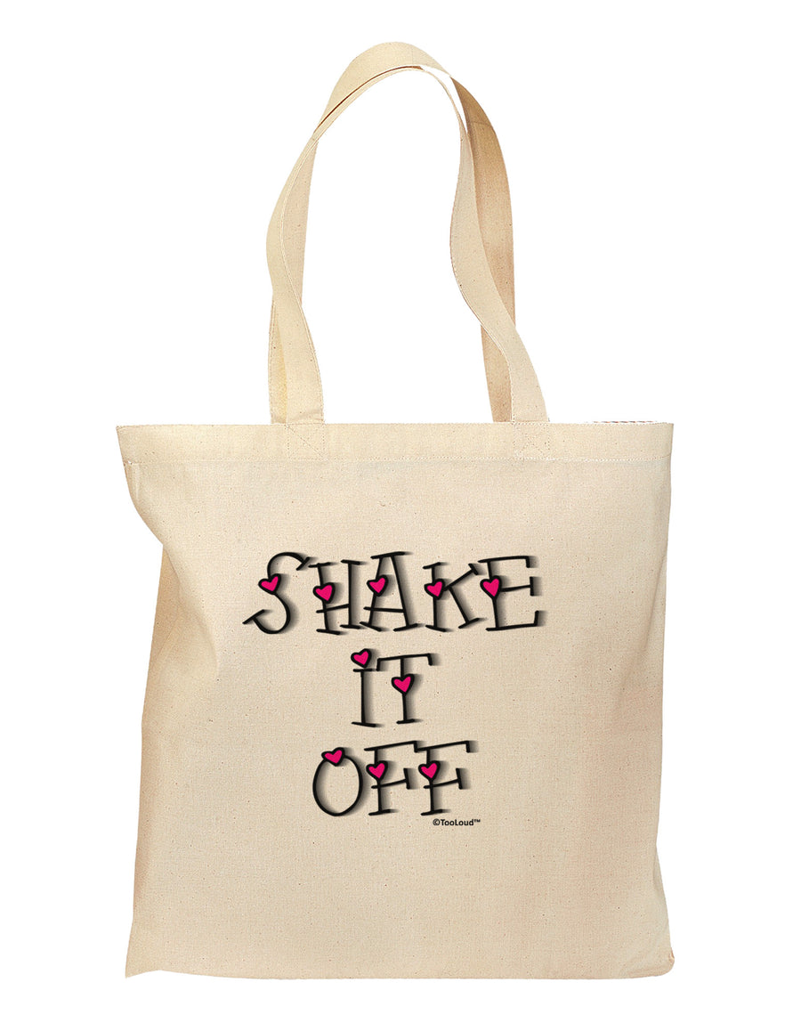 Shake It Off Text Cute with Hearts Grocery Tote Bag by TooLoud-Grocery Tote-TooLoud-Natural-Medium-Davson Sales