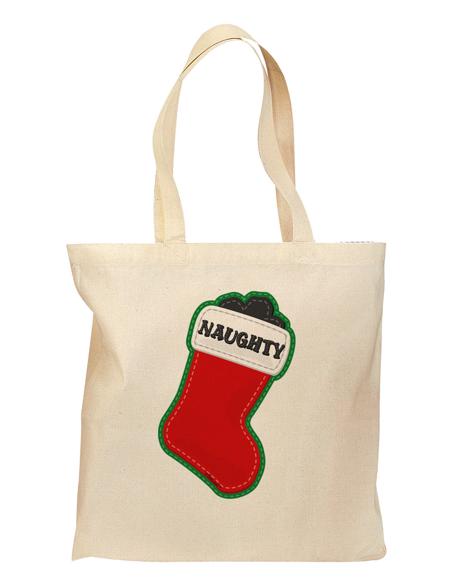 Naughty Coal Cute Christmas Stocking Grocery Tote Bag-Grocery Tote-TooLoud-Natural-Medium-Davson Sales