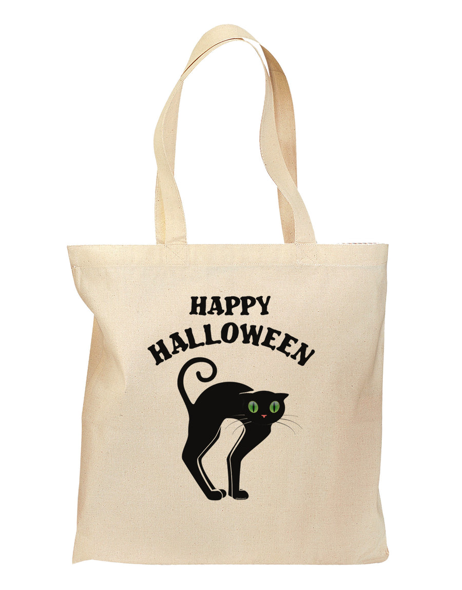 Happy Halloween Cute Black Cat Halloween Grocery Tote Bag-Grocery Tote-TooLoud-Natural-Medium-Davson Sales